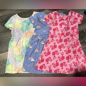 Barbie Hot Pink Logo Silhouette Short Sleeve Dress